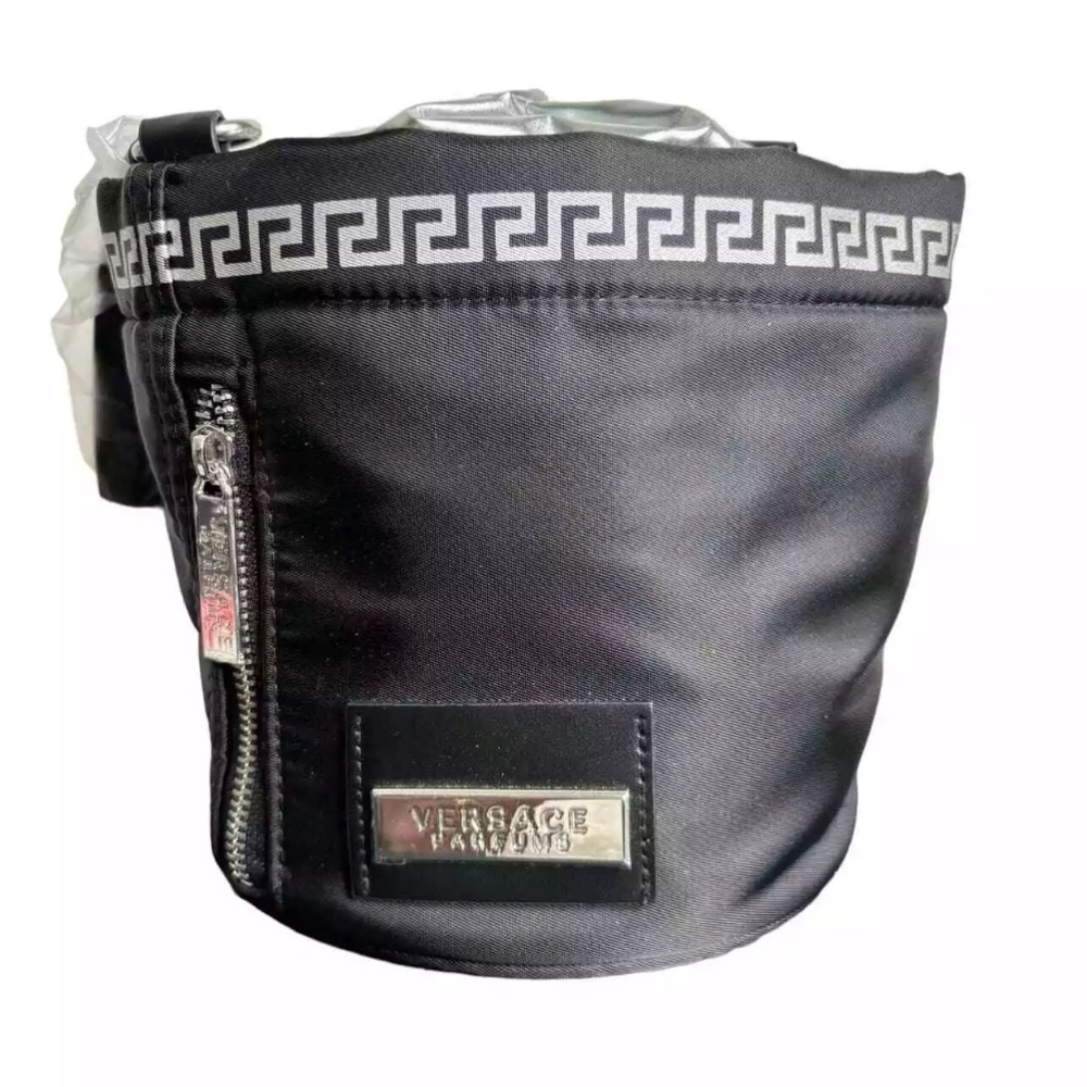 Versace Parfums NWOT Black Bucket Bag Crossbody Mini Handbag Drawstring Wristlet
